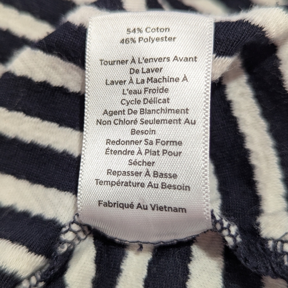 Talbots Square Neck Texture Navy Blue White Stripe 3/4 Sleeve Top Sz Med *NWOT - Picture 10 of 11